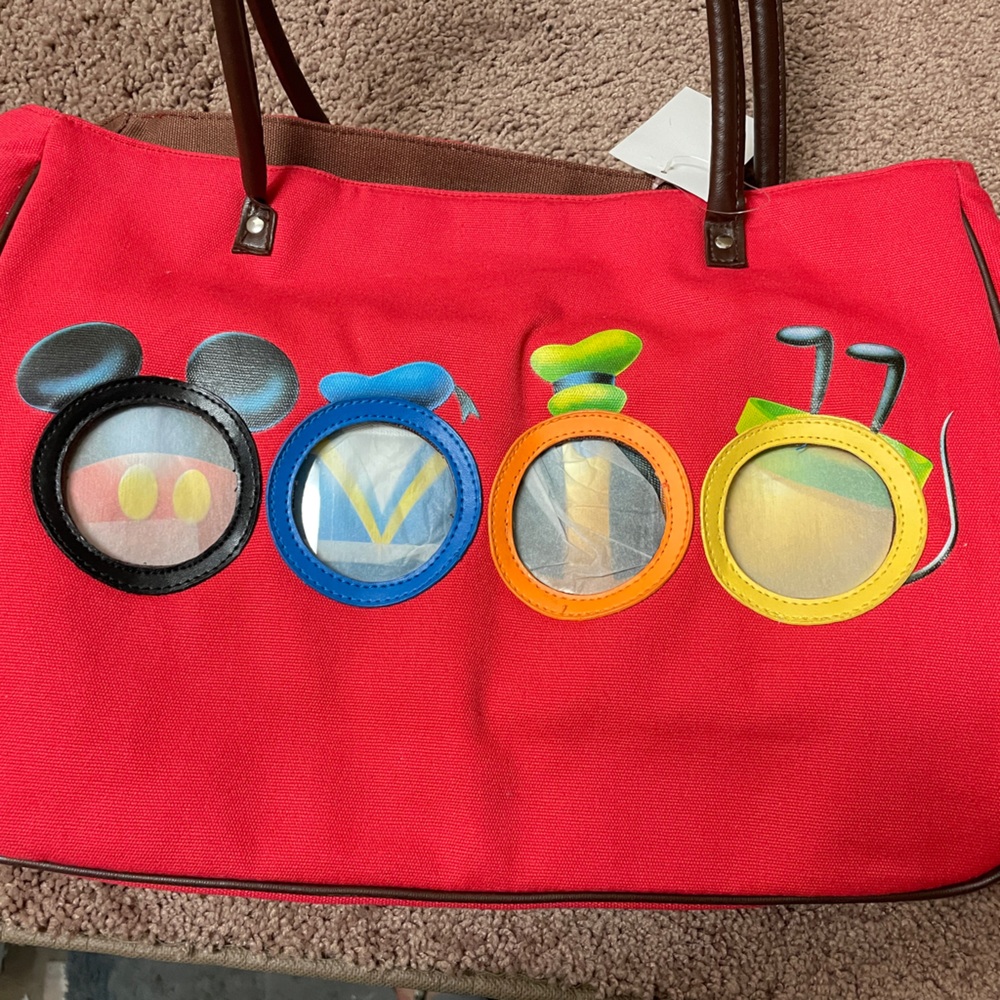 Disney Red Tote Bag with Colorful Character Design